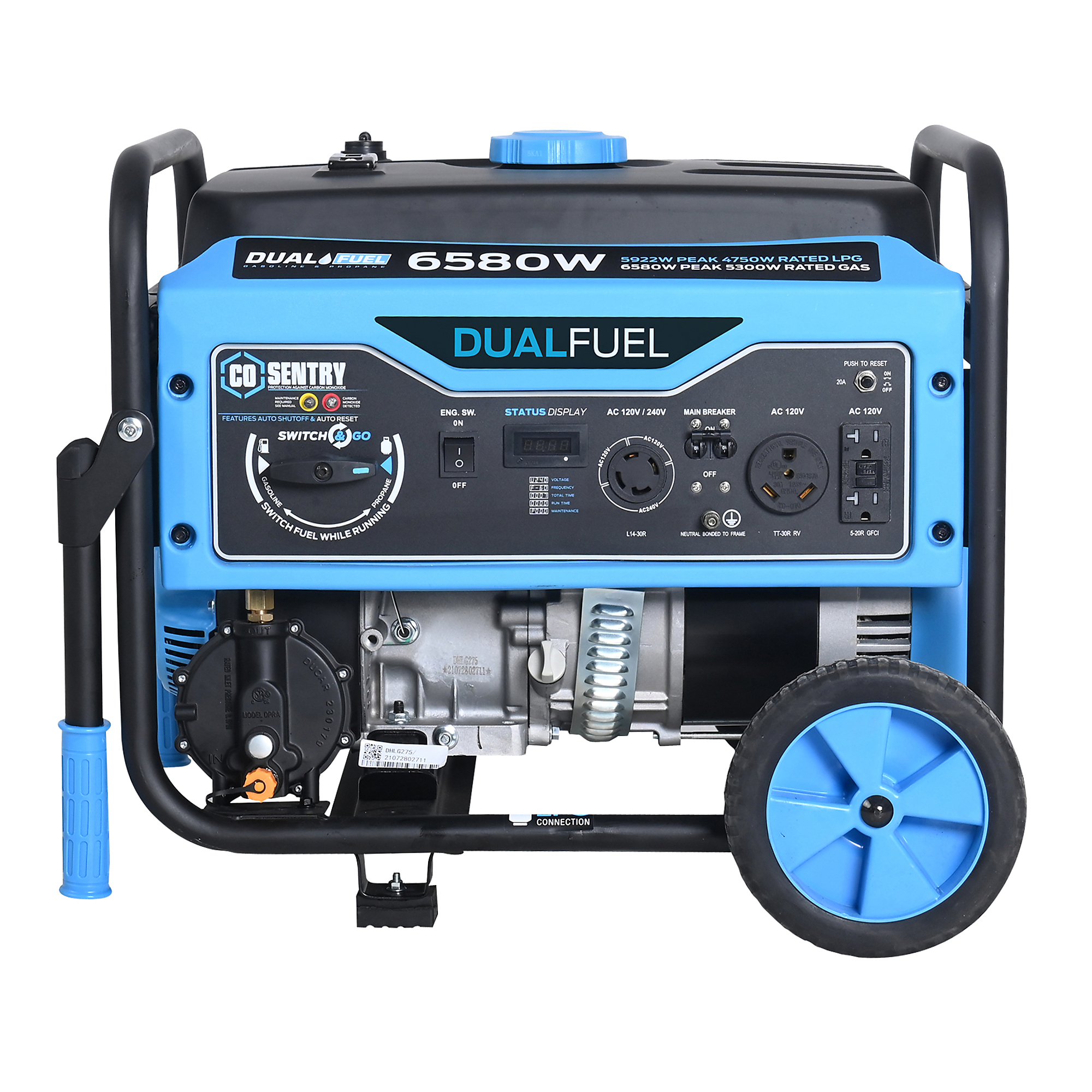 Pulsar Dual-Fuel Portable Generator — 6580W, CARB Compliant, 5.3-Gallon Tank, Model# PG6580BCO